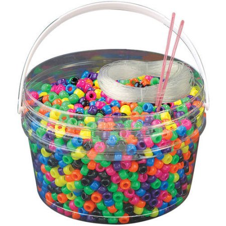 Beadery Kandi Kids Pony Bead Bucket Kit (Neon Multicolor)